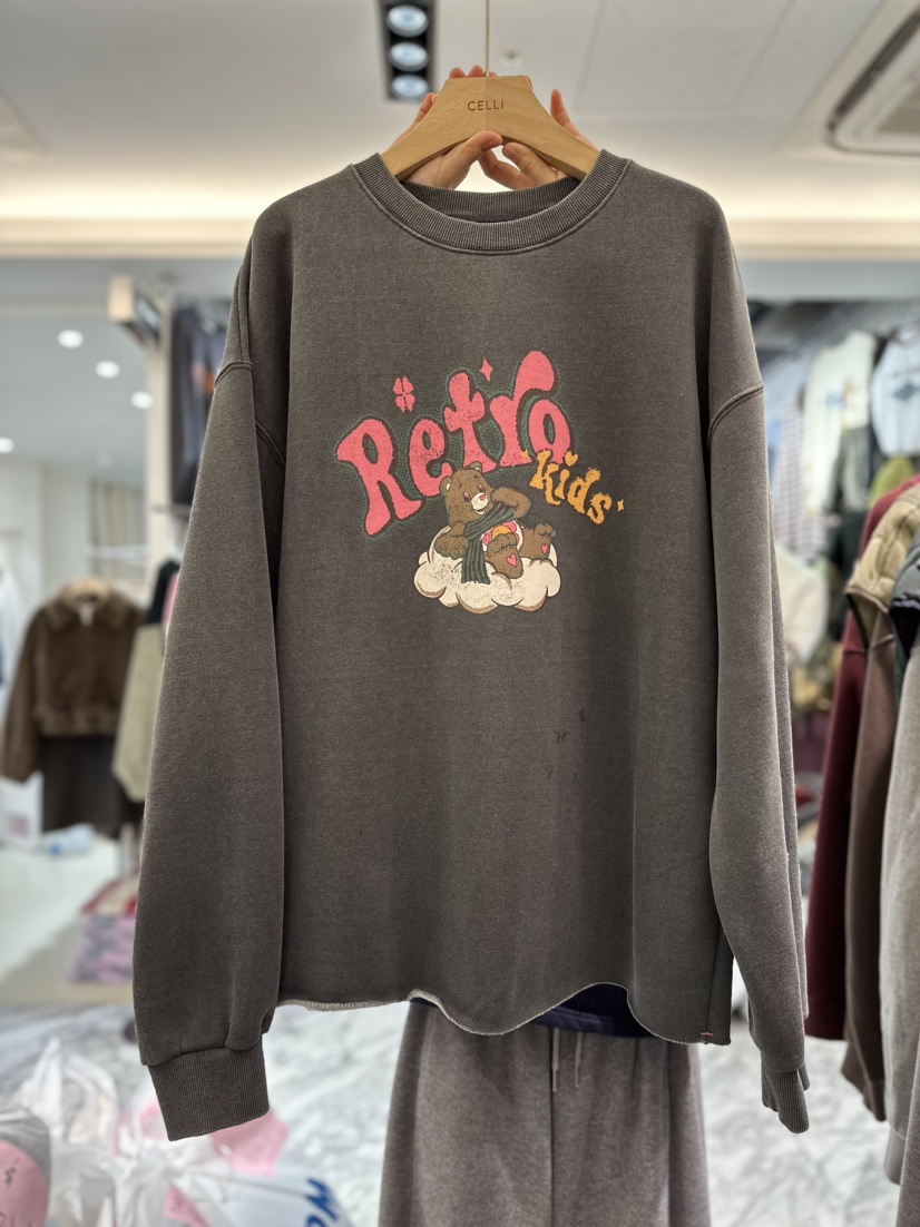 CELLI韓國直郵東大門實拍女裝新品熱賣24秋冬時尚衛衣復古CELLI衛衣圖色2
