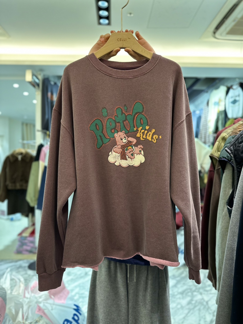 CELLI韓國直郵東大門實拍女裝新品熱賣24秋冬時尚衛衣復古CELLI衛衣圖色3