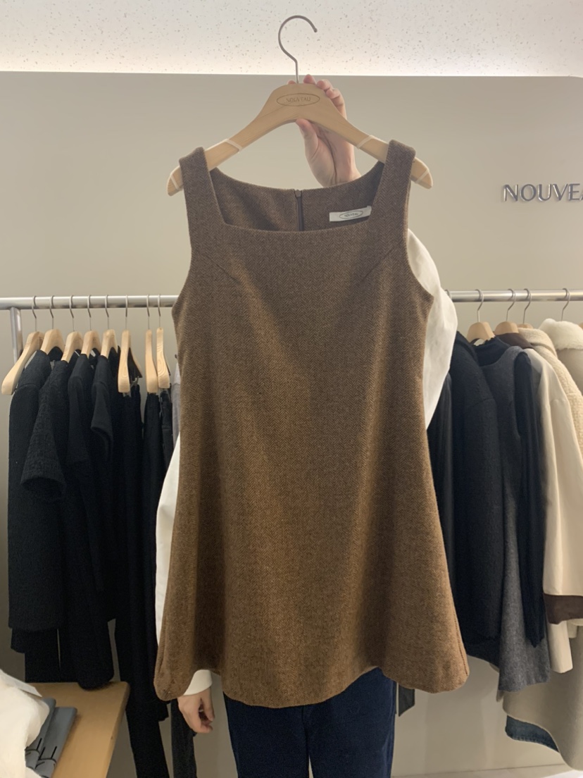 NOUVEAU韓國直郵東大門實拍女裝新品職業時尚連衣裙人字形羊毛NOUVEAU連衣裙圖色1