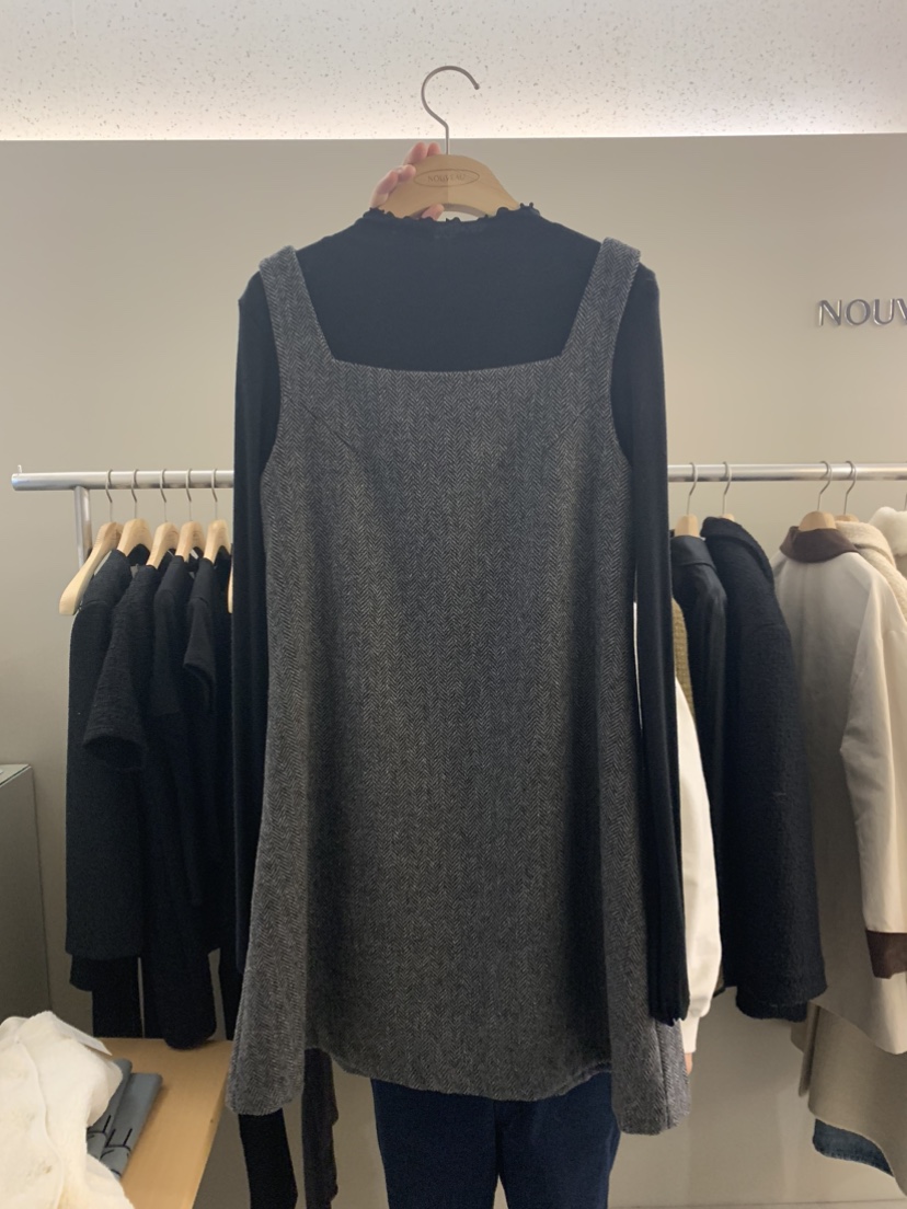 NOUVEAU韓國直郵東大門實拍女裝新品職業時尚連衣裙人字形羊毛NOUVEAU連衣裙圖色2