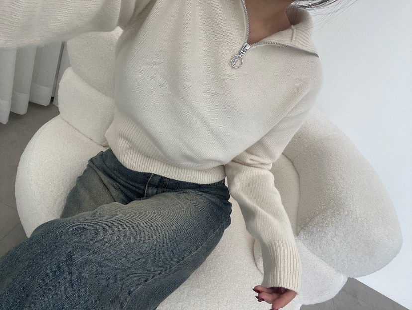 CURVY韓國直郵女裝新款休閑真品推薦職業熱賣時尚針織衫拉鏈CURVY針織衫