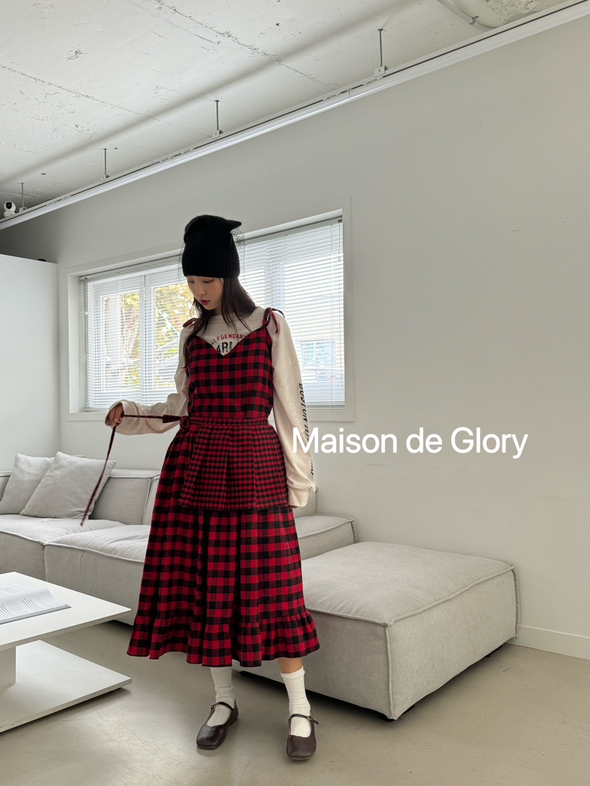 MAISON DE GLORY韓國直郵東大門實拍女裝新款人氣連衣裙格紋MAISON DE GLORY連衣裙