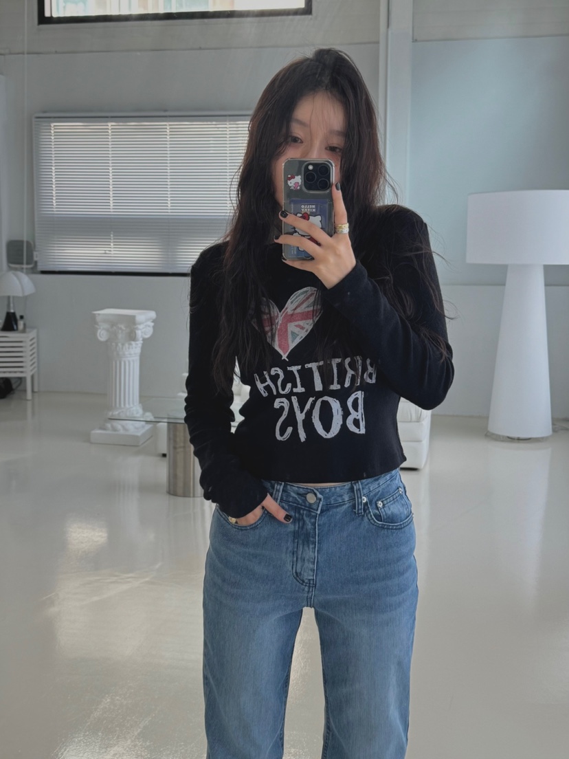 MADE-P直郵韓國代購女裝新款真品職業24秋冬熱賣長袖T恤MADE-P長袖T恤