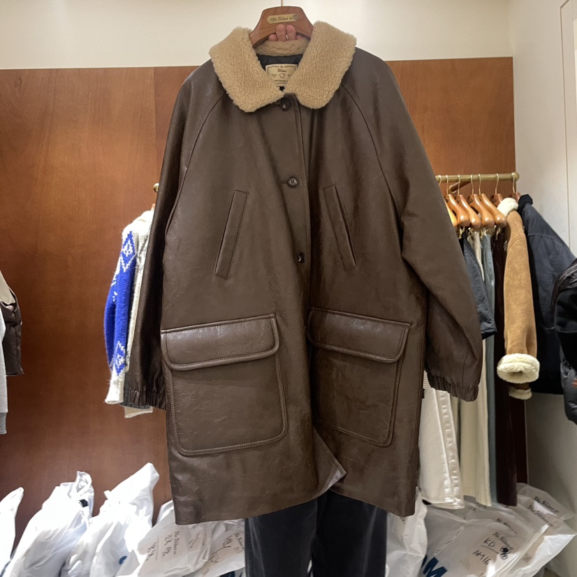 Hebon韓國直郵東大門實拍女裝新品職業人氣休閑長款棉服羊毛HEBON長款棉服