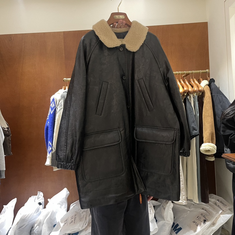 Hebon韓國直郵東大門實拍女裝新品職業人氣休閑長款棉服羊毛HEBON長款棉服圖色2