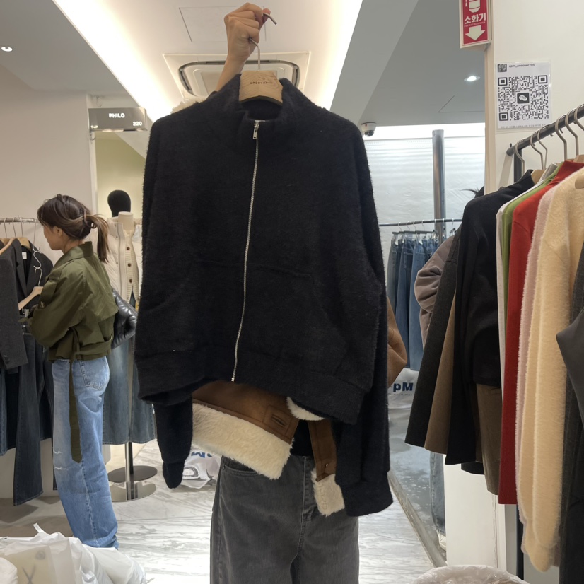 UNCOVER韓國直郵東大門代購女裝新品24秋冬夾克安哥拉拉鏈UNCOVER夾克圖色3