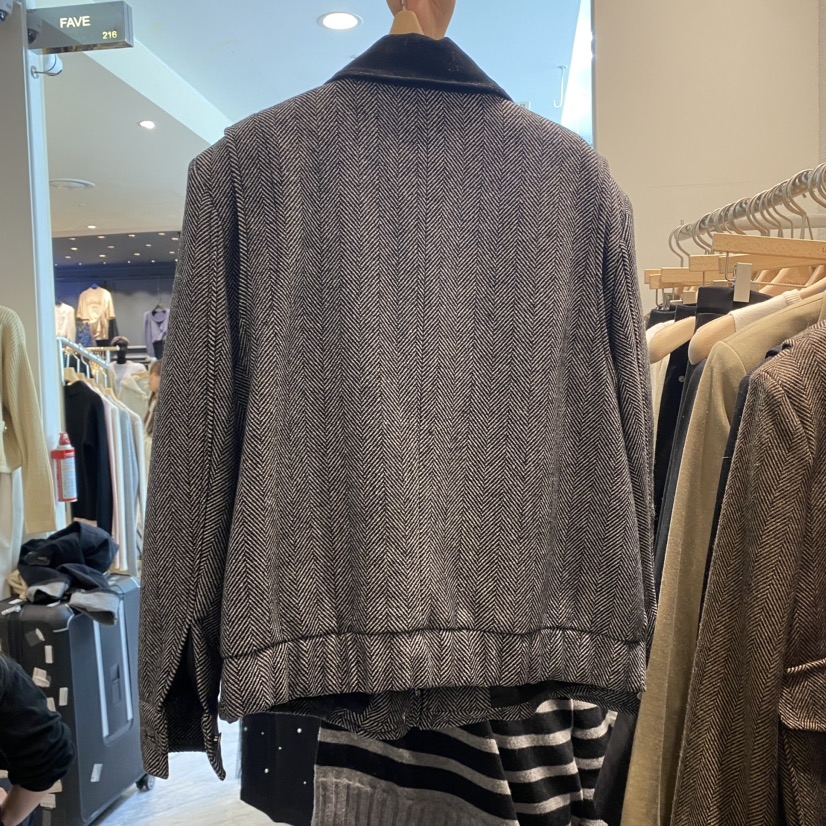 LOWBURN韓國直郵東大門實拍女裝新品休閑熱賣夾克羊毛人字紋LOWBURN夾克