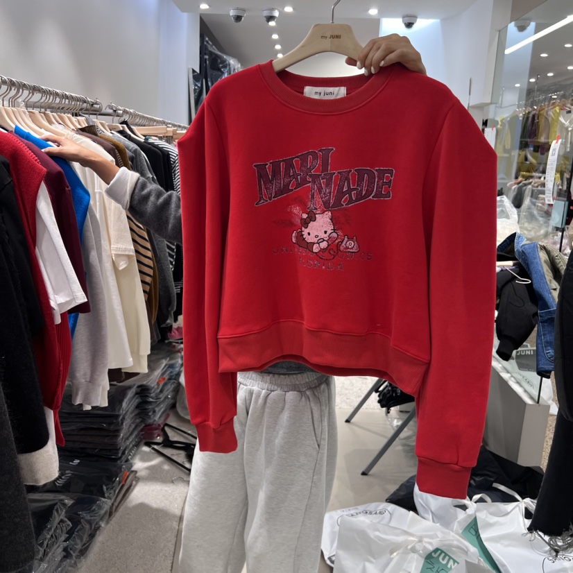 JUNI韓國直郵東大門代購女裝新品職業人氣休閑時尚衛衣加絨JUNI衛衣圖色2