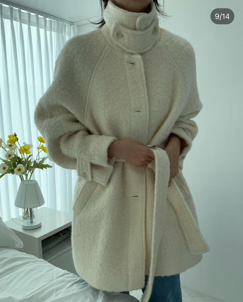 MUSHROOM EFFECT直郵韓國代購女裝新品熱賣中長款大衣包含腰帶MUSHROOM EFFECT中長款大衣