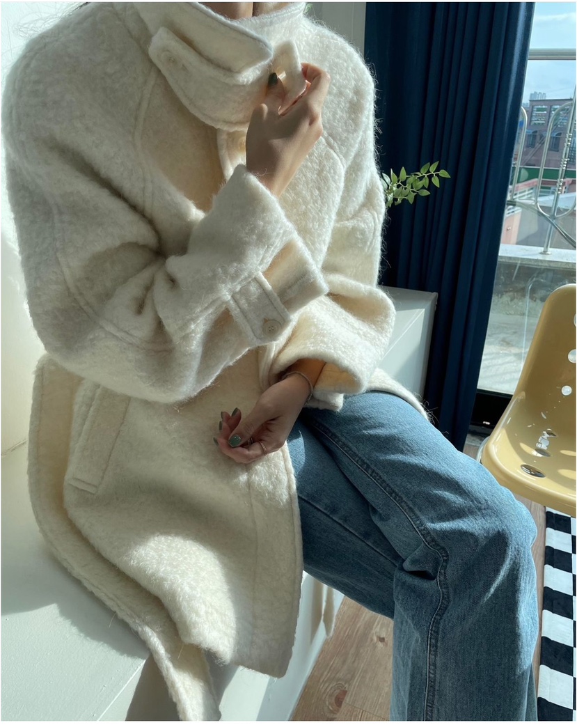 MUSHROOM EFFECT直郵韓國代購女裝新品熱賣中長款大衣包含腰帶MUSHROOM EFFECT中長款大衣