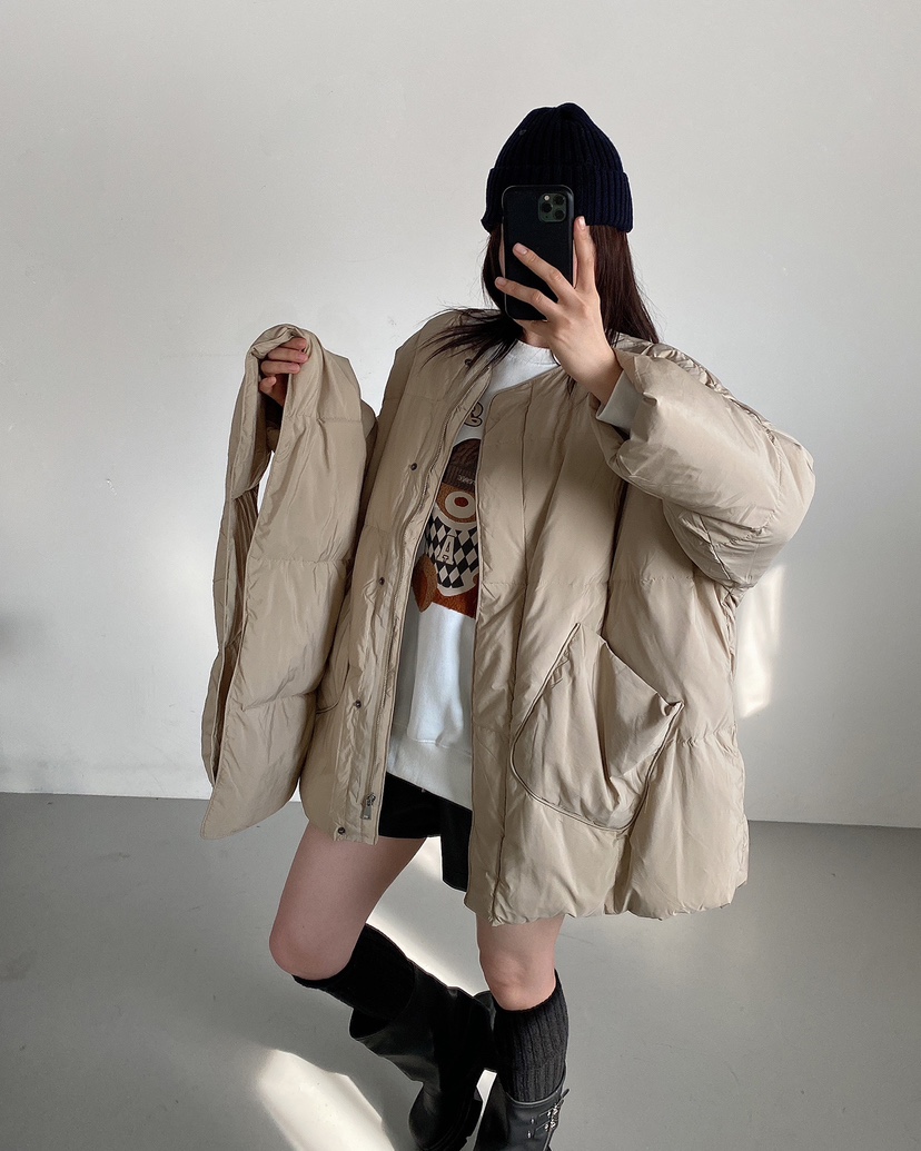 VENEFIT/JENNIE韓國直郵女裝新品人氣24秋冬短款棉服含圍巾填充VENEFIT/JENNIE短款棉服