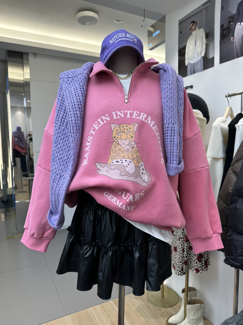 ANIMA韓國直郵女裝新款24秋冬職業人氣推薦熱賣衛衣拉絨拉鏈RIETTE衛衣
