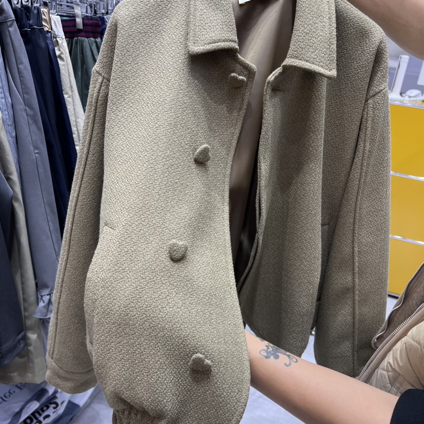 RUMBA直郵韓國代購女裝新品人氣職業24秋冬推薦時尚短款大衣RUMBA短款大衣