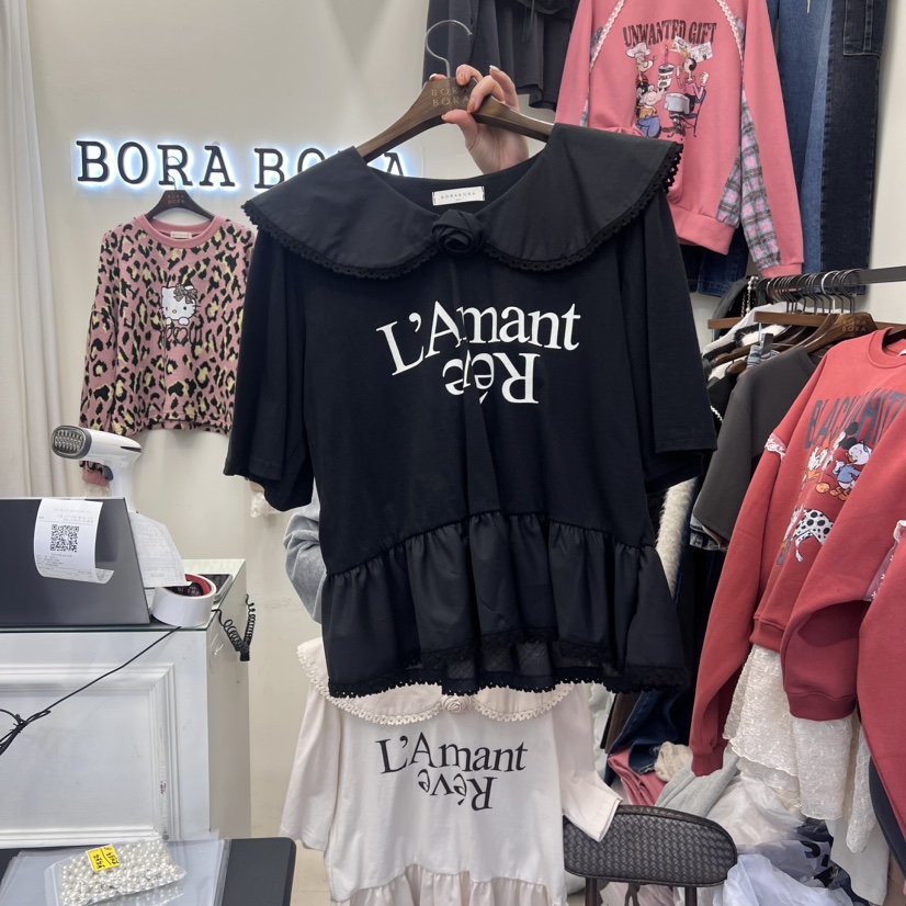 BORA BORA韓國直郵東大門代購女裝新品職業推薦24秋冬T恤BORA BORAT恤圖色2