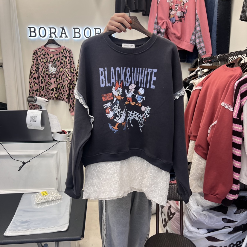 BORA BORA韓國直郵東大門代購女裝新品休閑推薦人氣衛衣加絨BORA BORA衛衣圖色1