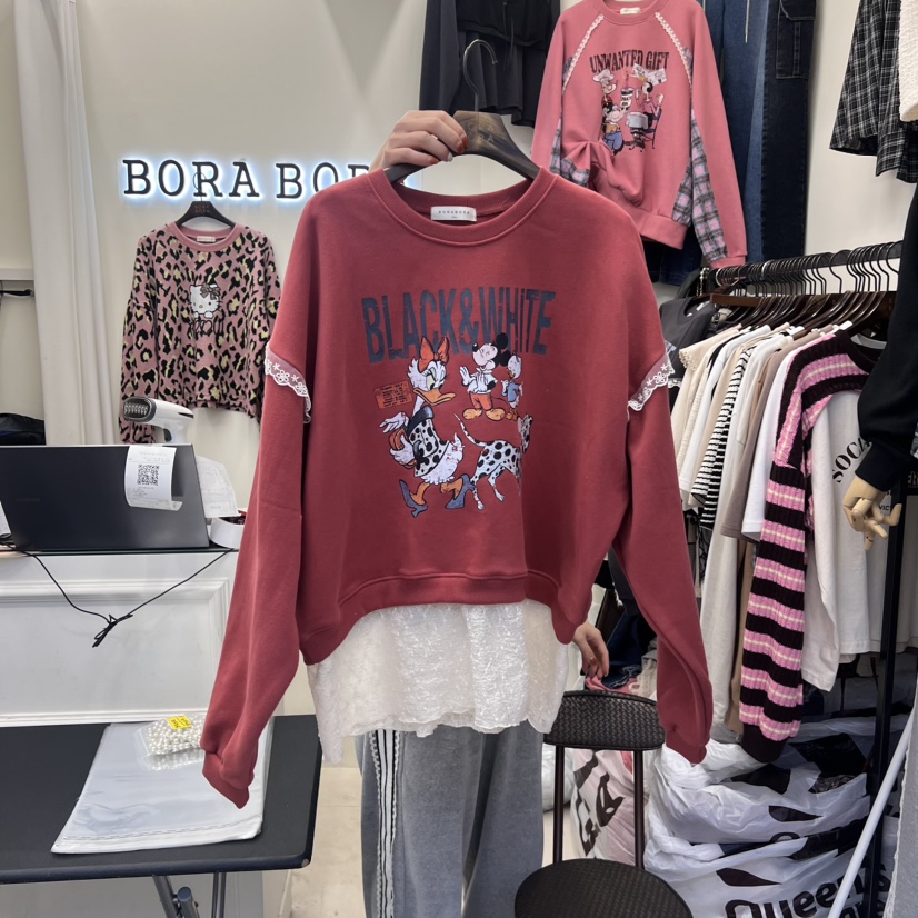 BORA BORA韓國直郵東大門代購女裝新品休閑推薦人氣衛衣加絨BORA BORA衛衣圖色2