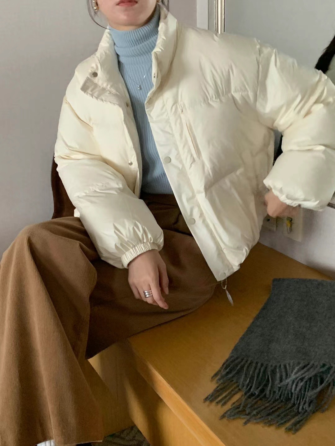 SIGNATURE韓國直郵女裝新品職業24秋冬時尚熱賣短款棉服填充SIGNATURE短款棉服