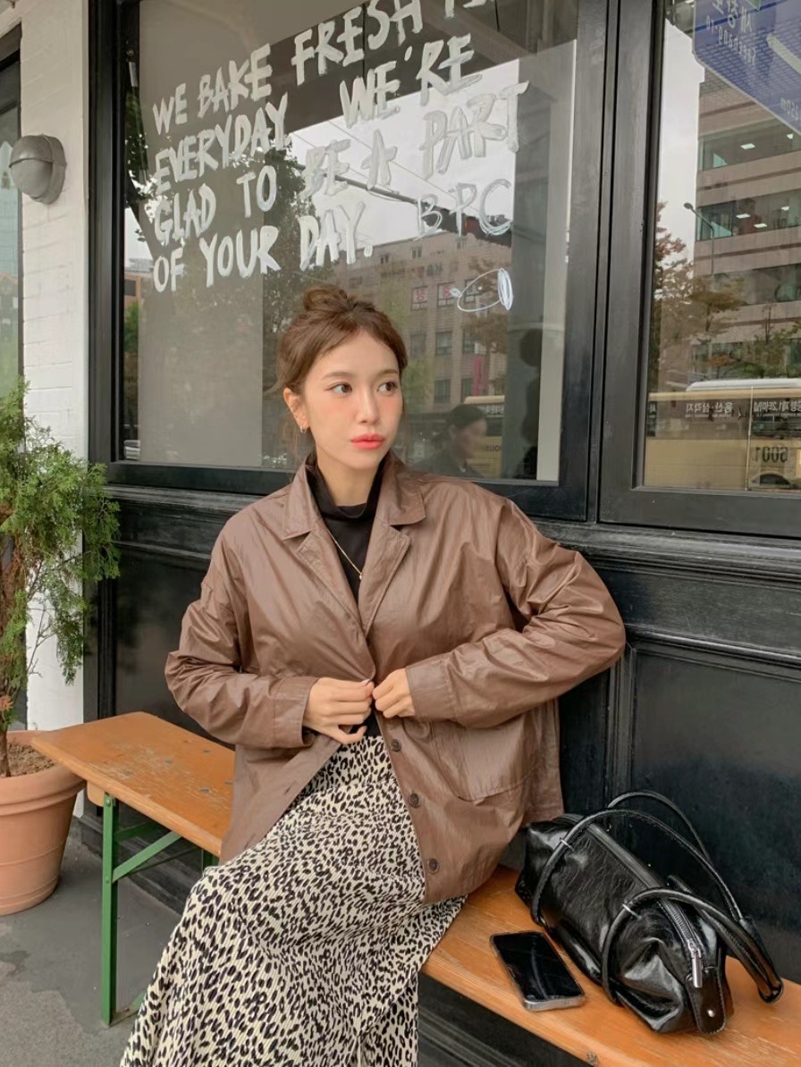 NADRI-나드리-OT直郵韓國代購女裝新款熱賣人氣休閑夾克皮革NADRI夾克