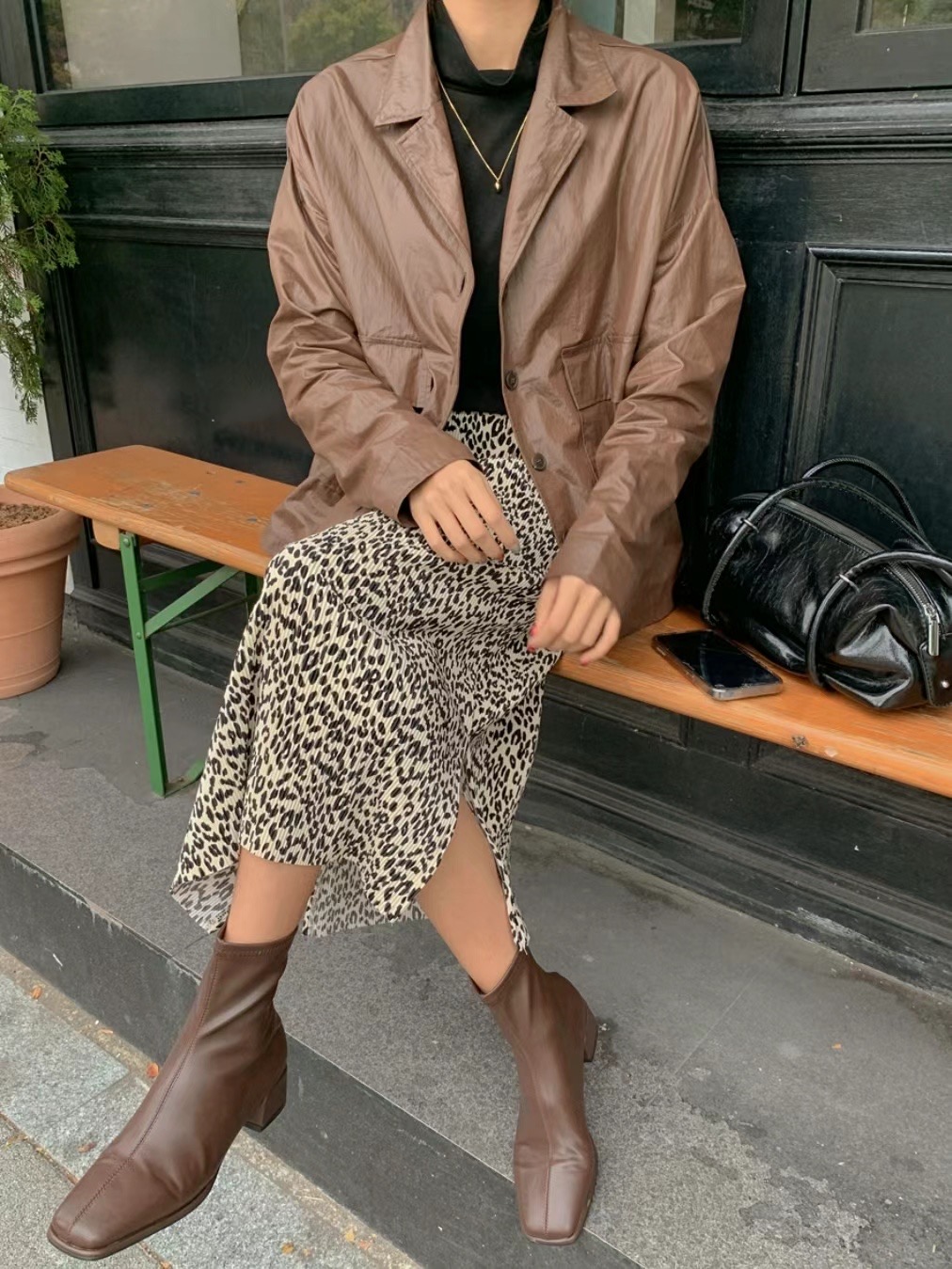 NADRI-나드리-OT直郵韓國代購女裝新款熱賣人氣休閑夾克皮革NADRI夾克