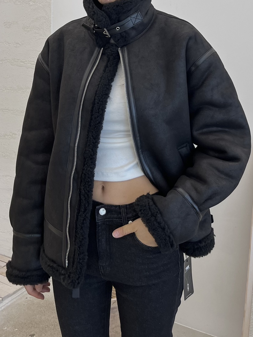 MARRON韓國直郵東大門實拍女裝新品人氣時尚24秋冬短款大衣PIN-UP短款大衣