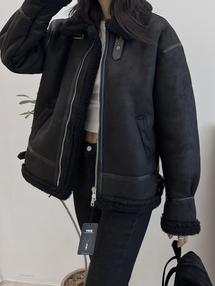 MARRON韓國直郵東大門實拍女裝新品人氣時尚24秋冬短款大衣PIN-UP短款大衣