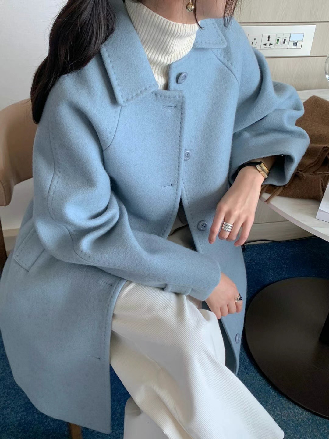 SIGNATURE直郵韓國代購女裝新品人氣熱賣推薦時尚中長款大衣SIGNATURE中長款大衣