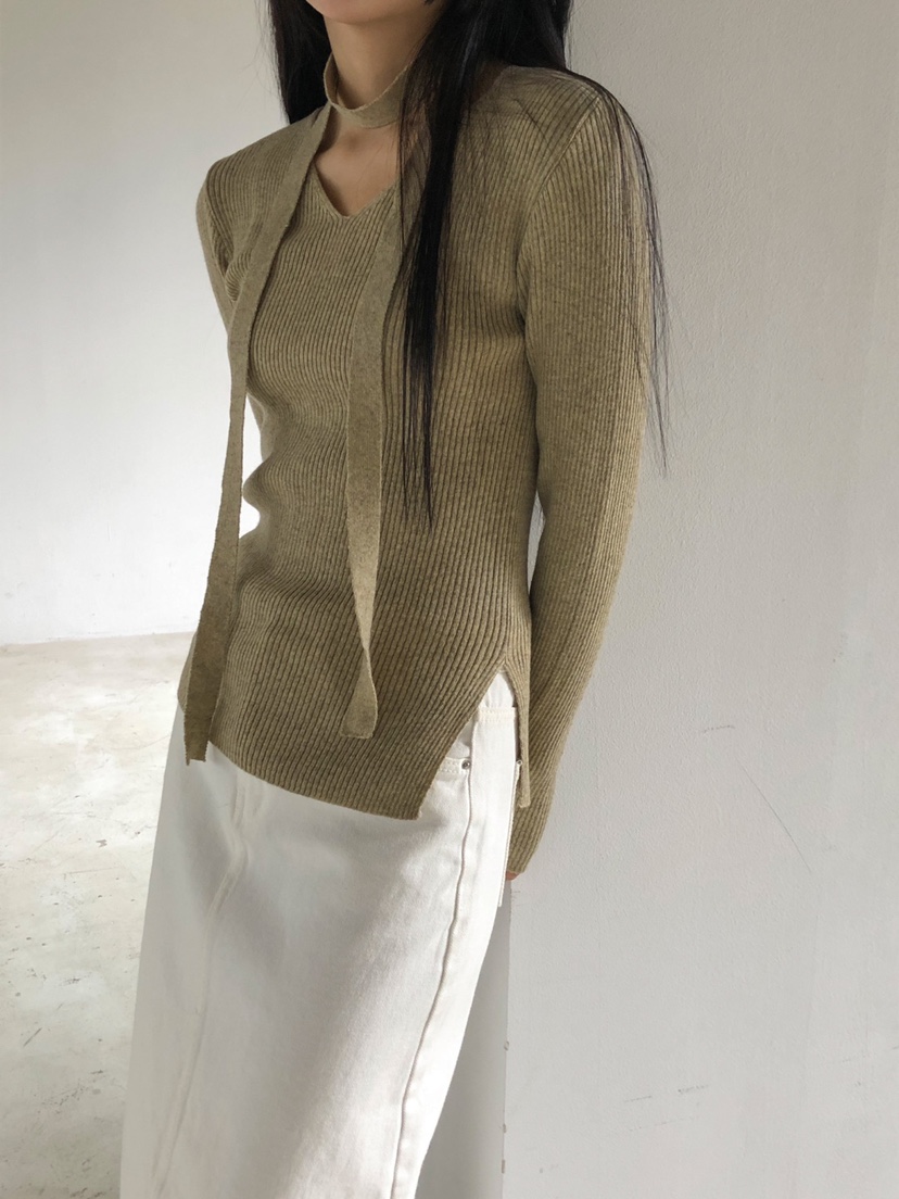 LIMSSONG韓國直郵東大門代購女裝新款真品24秋冬針織衫含脖帶LIMSSONG針織衫
