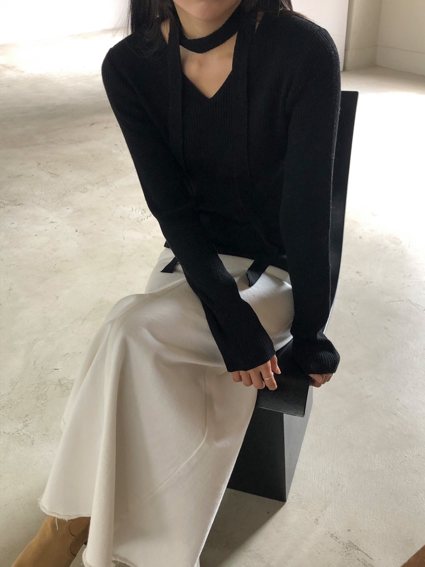 LIMSSONG韓國直郵東大門代購女裝新款真品24秋冬針織衫含脖帶LIMSSONG針織衫