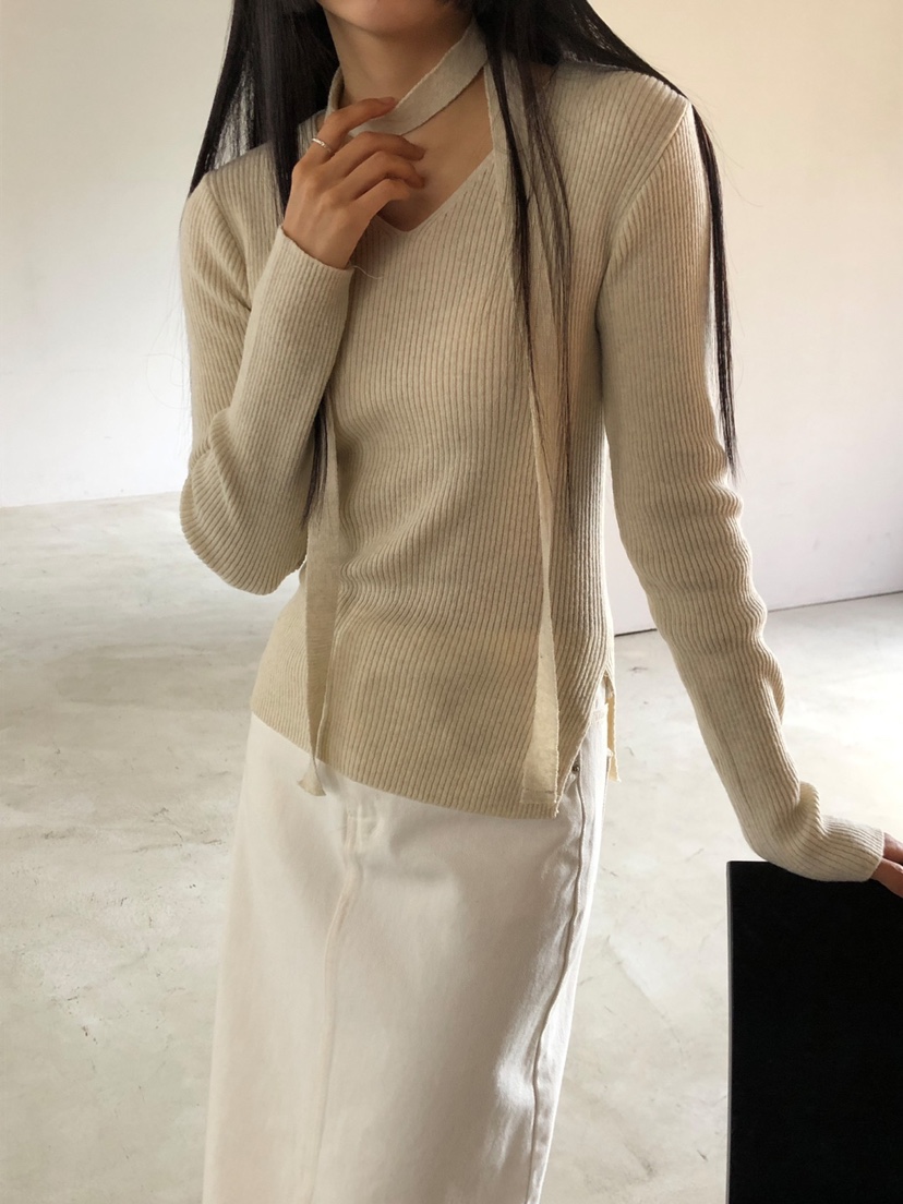 LIMSSONG韓國直郵東大門代購女裝新款真品24秋冬針織衫含脖帶LIMSSONG針織衫