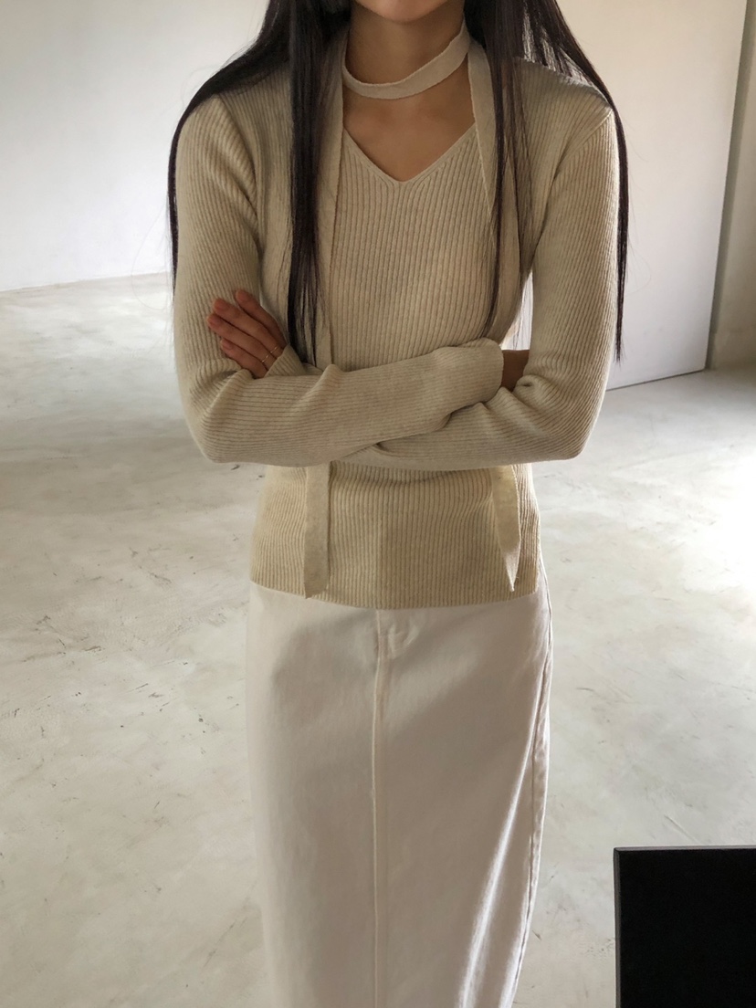 LIMSSONG韓國直郵東大門代購女裝新款真品24秋冬針織衫含脖帶LIMSSONG針織衫