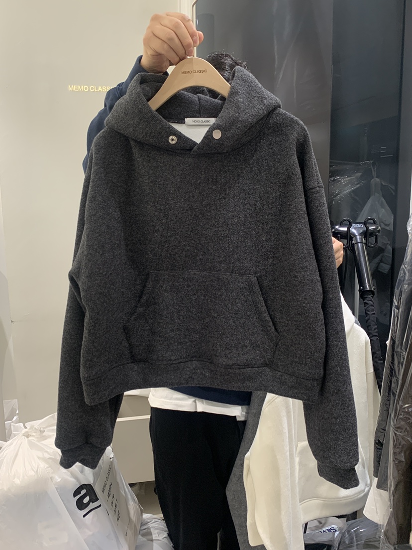 MEMO CLASSIC韓國直郵女裝新品真品24秋冬衛衣羊駝毛兜帽MEMO CLASSIC衛衣圖色3