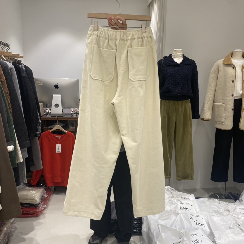 IRVINE直郵韓國代購女裝新品24秋冬休閑職業休閑褲燈心絨IRVINE休閑褲