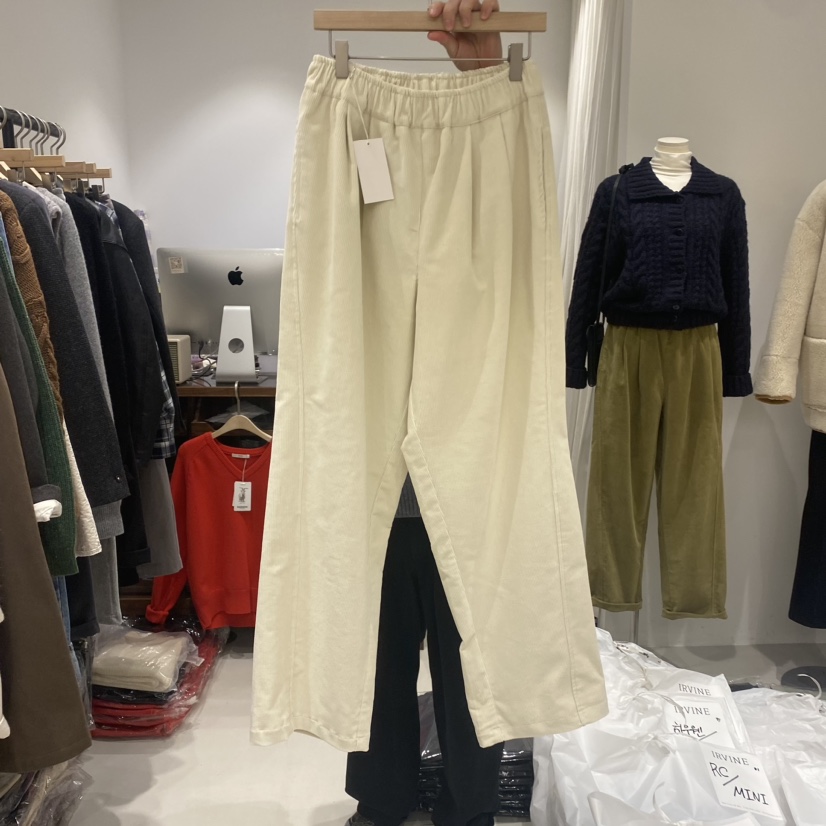 IRVINE直郵韓國代購女裝新品24秋冬休閑職業休閑褲燈心絨IRVINE休閑褲圖色2