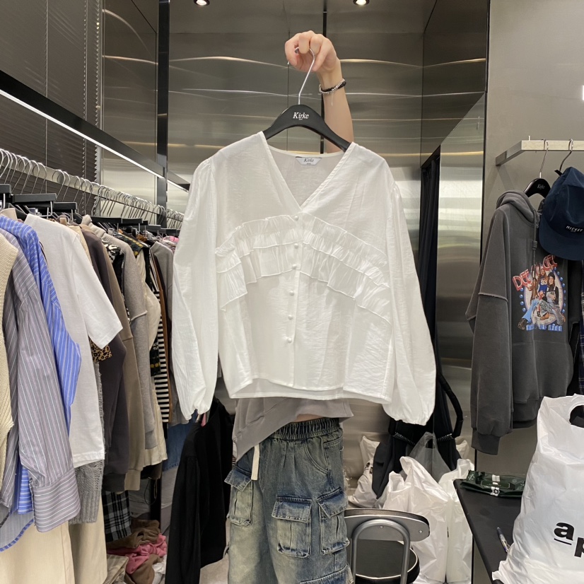 KirKe韓國直郵女裝新品休閑真品時尚熱賣人氣24秋冬襯衫蕾絲衫KIRKE襯衫/蕾絲衫