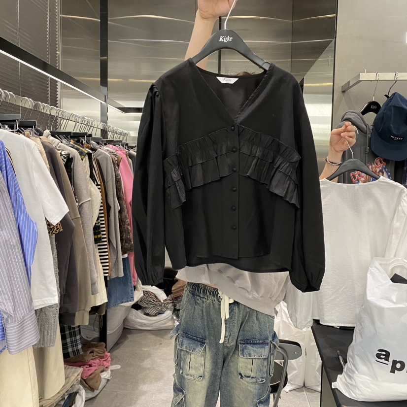 KirKe韓國直郵女裝新品休閑真品時尚熱賣人氣24秋冬襯衫蕾絲衫KIRKE襯衫/蕾絲衫圖色2