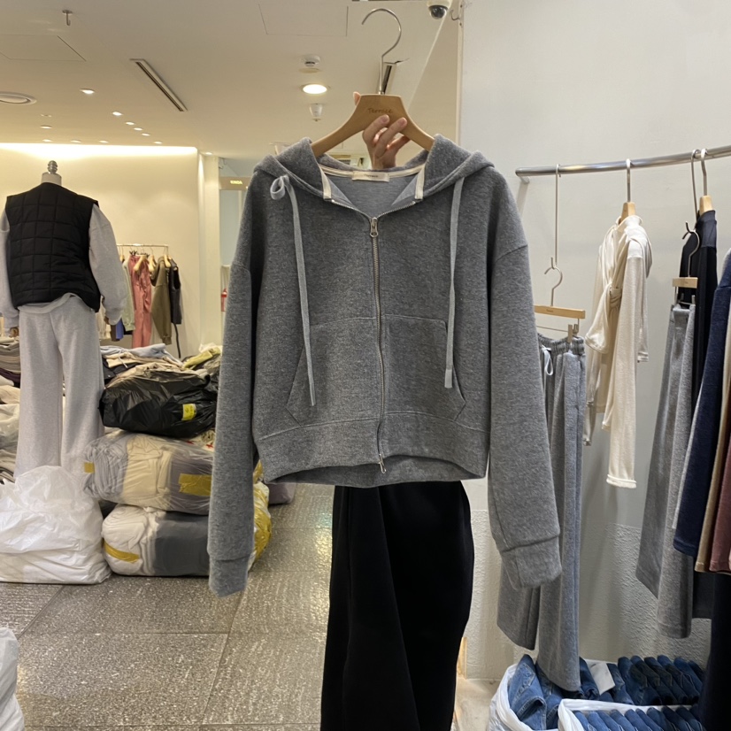 Terrace直郵韓國代購女裝新款熱賣人氣休閑衛衣羊毛拉鏈連帽TERRACE衛衣圖色1