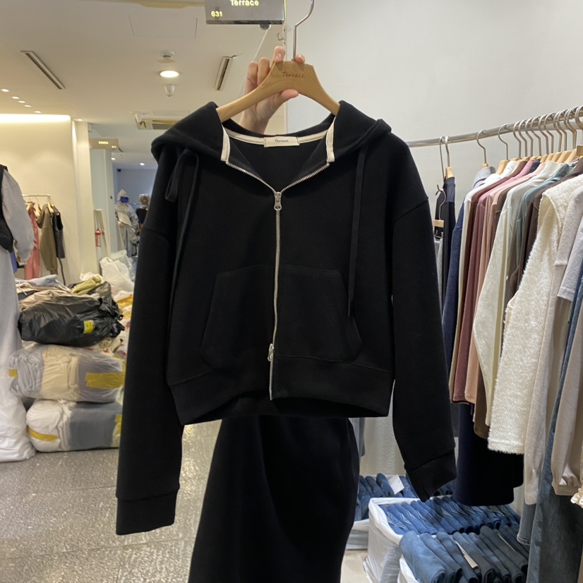 Terrace直郵韓國代購女裝新款熱賣人氣休閑衛衣羊毛拉鏈連帽TERRACE衛衣圖色2