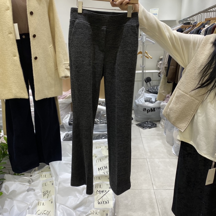 EN.U韓國直郵女裝新款熱賣職業休閑真品時尚推薦休閑褲羅紋EN.U休閑褲圖色1