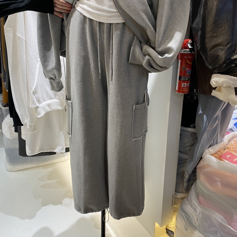 NAME VALUE直郵韓國代購女裝新款人氣真品休閑褲加絨拉絲復古OVER NEAP休閑褲圖色2
