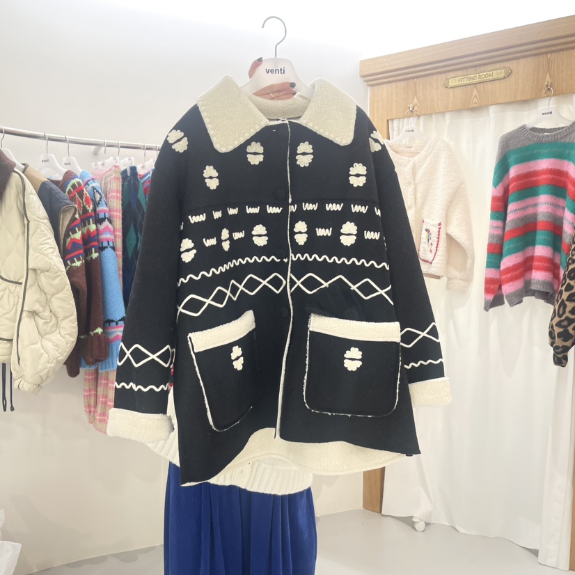 Venti韓國直郵東大門實拍女裝新款時尚推薦長款棉服手工制作VENTI長款棉服