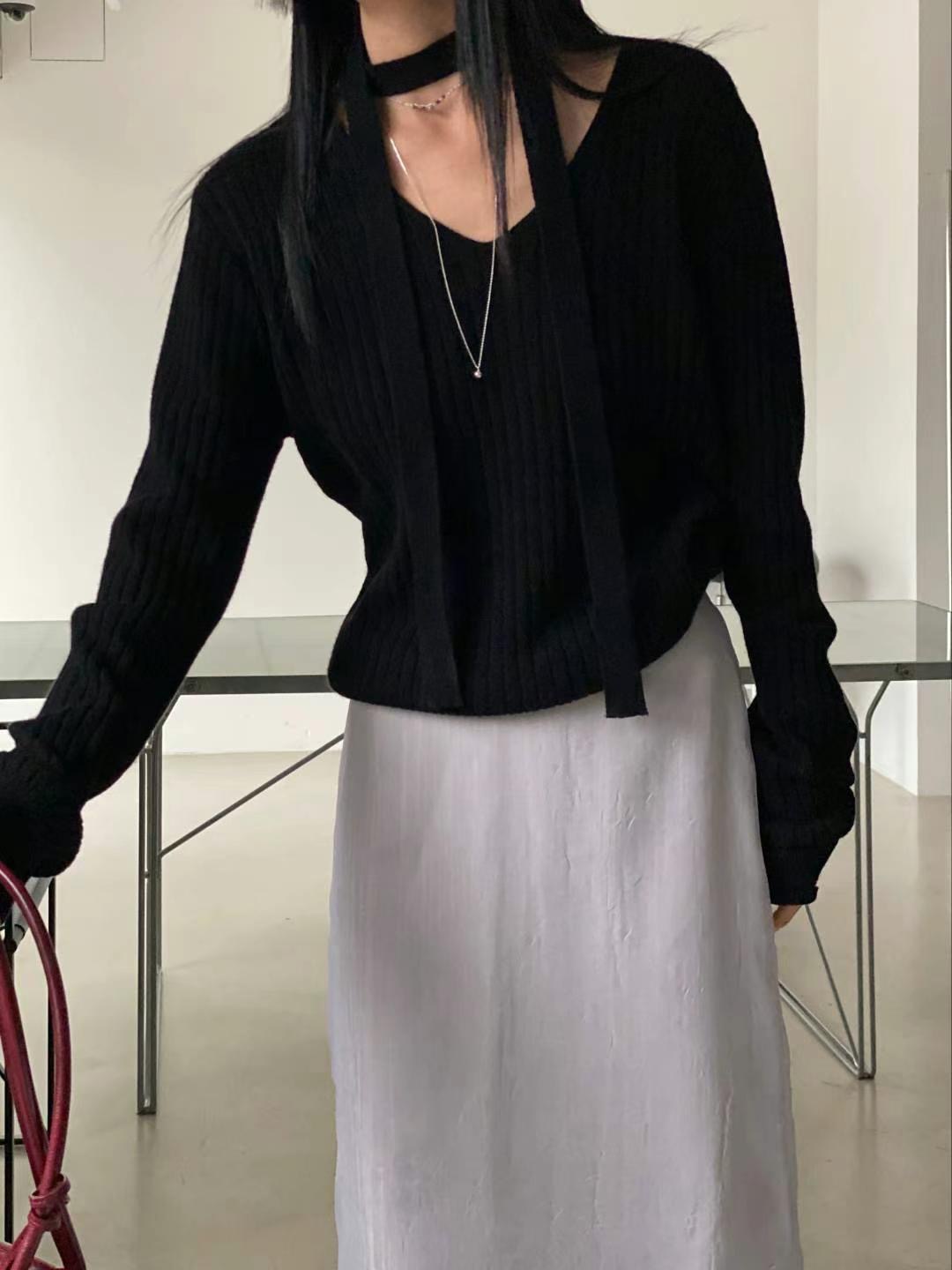 NEAR LEAP韓國直郵東大門代購女裝新款熱賣真品針織衫含脖帶OAO針織衫圖色2