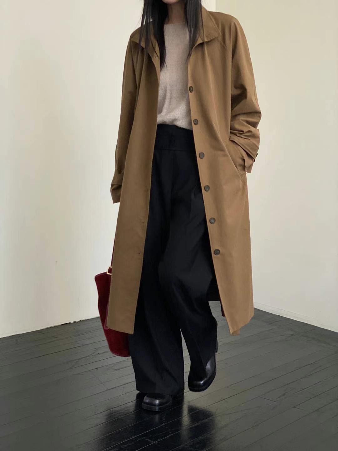 NEAR LEAP直郵韓國代購女裝新品24秋冬休閑時尚長款風衣OAO長款風衣