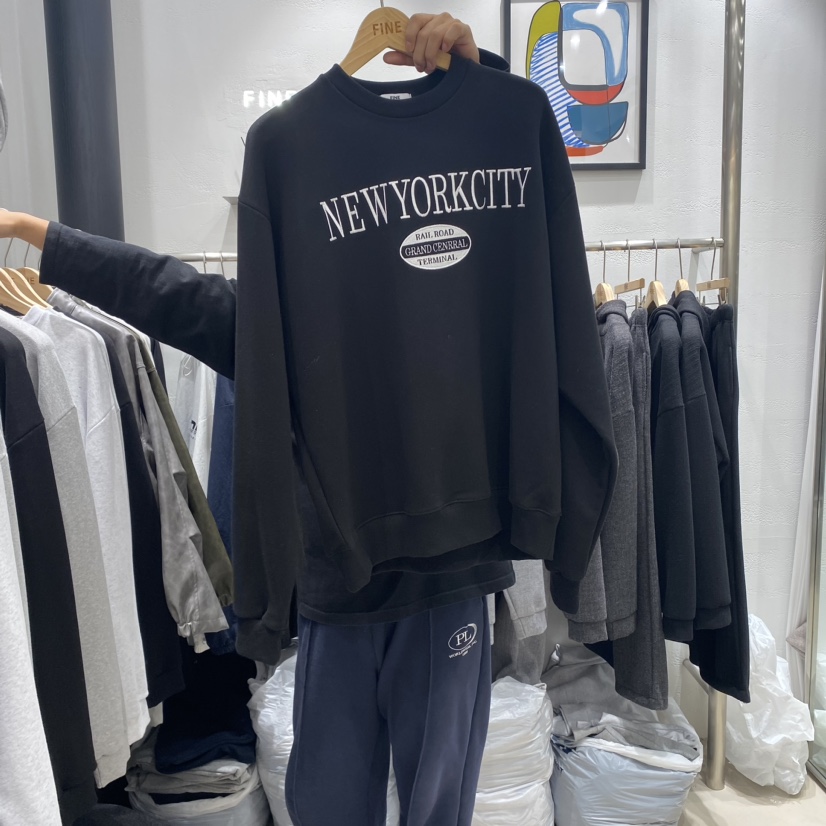 FINE韓國直郵東大門實拍女裝新品時尚24秋冬真品衛衣刺繡FINE-男裝衛衣圖色3