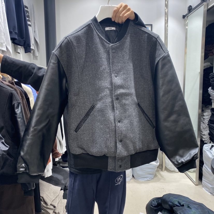 FINE韓國直郵東大門實拍女裝新品人氣時尚24秋冬夾克羊毛FINE-男裝夾克