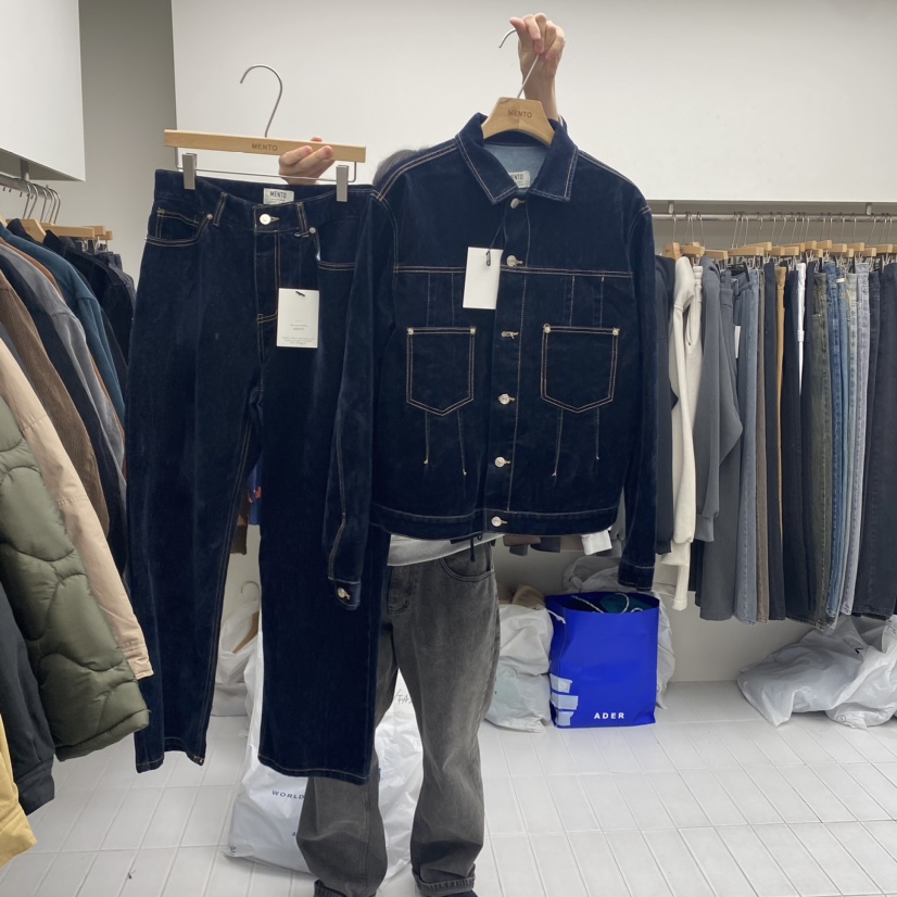 MENTO-男裝直郵韓國代購女裝新品時尚推薦休閑24秋冬夾克天鵝絨MENTO夾克