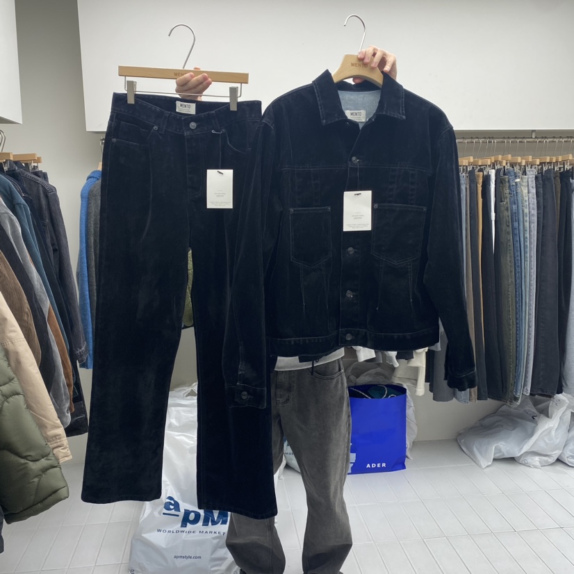 MENTO-男裝直郵韓國代購女裝新品時尚推薦休閑24秋冬夾克天鵝絨MENTO夾克