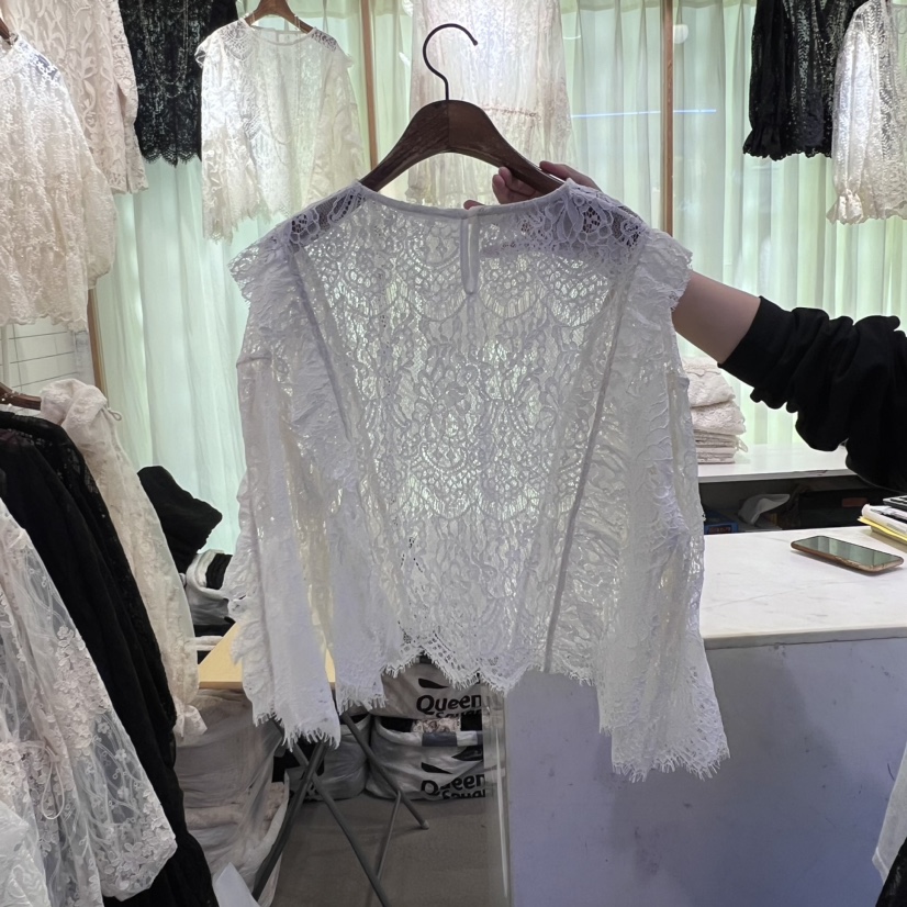 VIVI MARKET直郵韓國代購女裝新品休閑24秋冬襯衫蕾絲衫VIVI MARKET襯衫/蕾絲衫