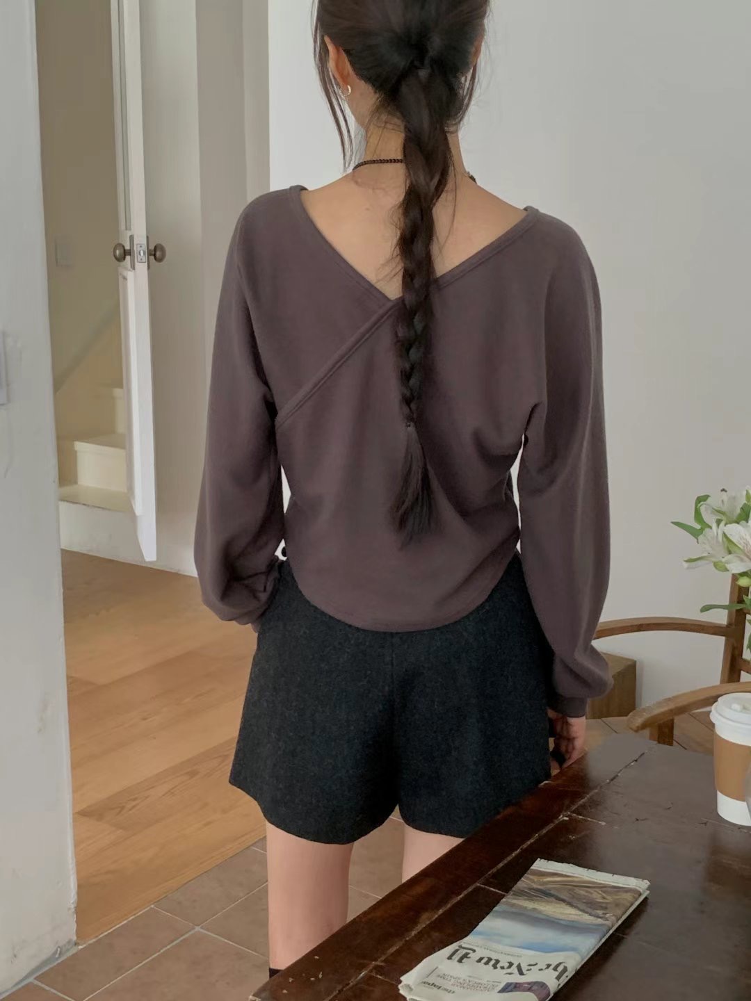 FOLLOW B韓國直郵東大門代購女裝新款人氣熱賣長袖T恤拉絨FOLLOW B-2件起訂長袖T恤