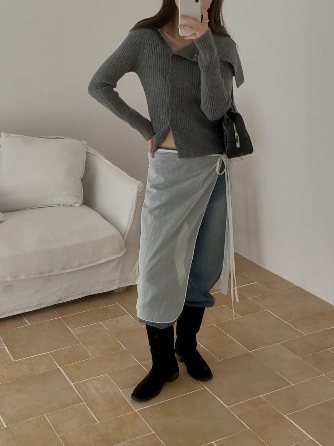 FOLLOW B韓國直郵東大門實拍女裝新款時尚真品半身裙中短裙FOLLOW B-2件起訂半身裙/中短裙