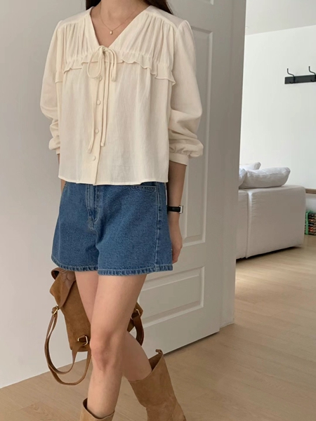 ATTHISMOMENT直郵韓國代購女裝新款人氣推薦熱賣襯衫蕾絲衫LEESA襯衫/蕾絲衫